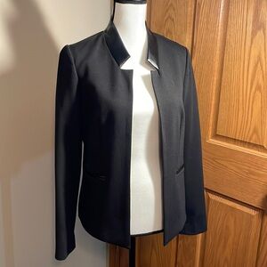 Black blazer with faux leather accents
